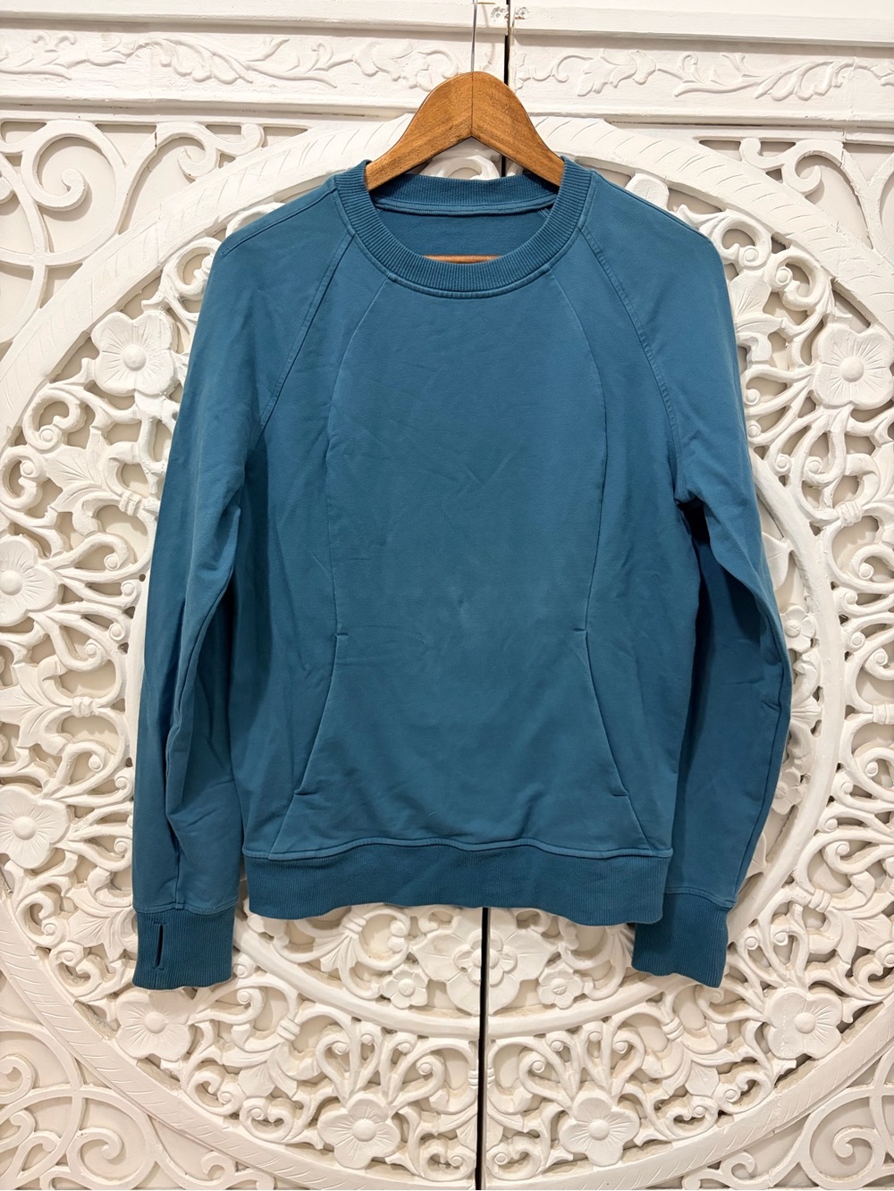 Lululemon Scuba Crew Pullover Sweatshirt Blue Teal Size 8